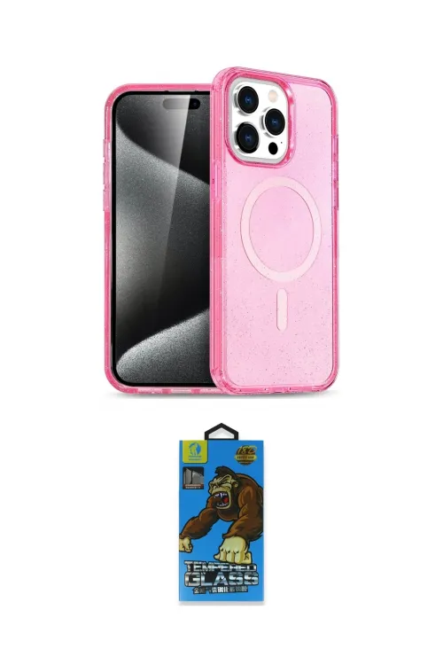 ieg™ iPhone 14 Pro Max Kılıf Eksen Doku Koleksiyonu - Siyah 18D Cam Ekran Koruyucu