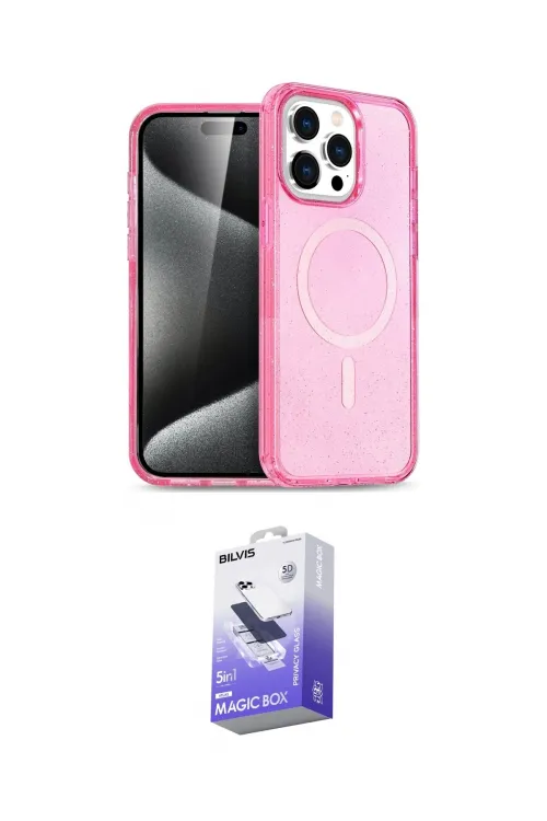 ieg™ iPhone 14 Pro Max Kılıf Eksen Doku Koleksiyonu - Siyah Bilvis 5in1 5D Magic Hayalet Cam Ekran Koruyucu
