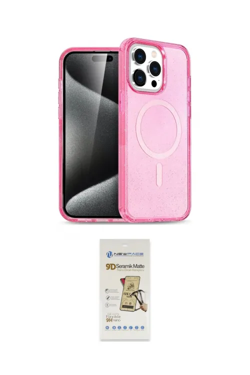 ieg™ iPhone 14 Pro Max Kılıf Eksen Doku Koleksiyonu - Siyah Mat Seramik Nano Ekran Koruyucu