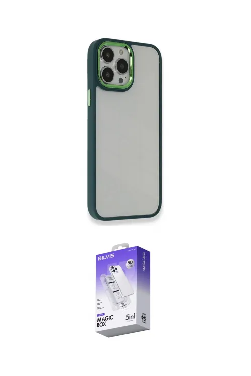 ieg™ iPhone 14 Pro Max Kılıf Eksen Doku Prime - Siyah Bilvis 5in1 3D Magic Cam Ekran Koruyucu
