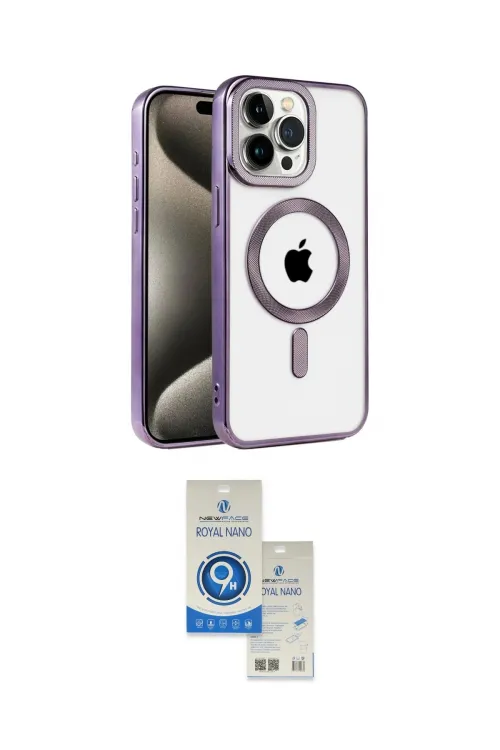 ieg™ iPhone 14 Pro Max Kılıf Eksen Form Koleksiyonu - Şeffaf Royal Nano Ekran Koruyucu