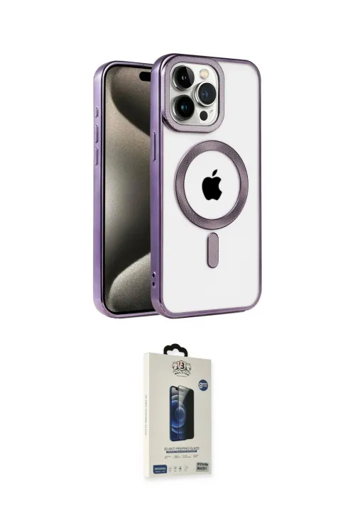 ieg™ iPhone 14 Pro Max Kılıf Eksen Form Koleksiyonu - Siyah Bilvis Hayalet Cam Ekran Koruyucu