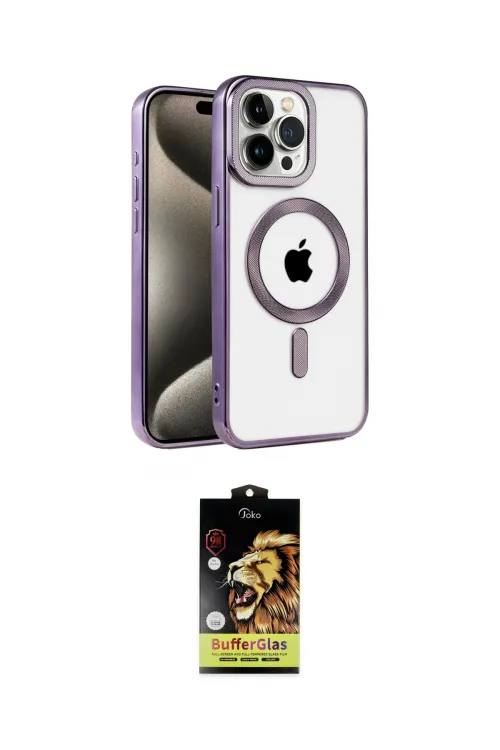 ieg™ iPhone 14 Pro Max Kılıf Eksen Form Koleksiyonu - Siyah Buffer Cam Ekran Koruyucu