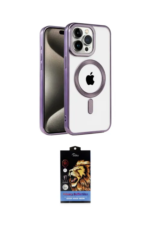 ieg™ iPhone 14 Pro Max Kılıf Eksen Form Koleksiyonu - Siyah Buffer Hayalet Cam Ekran Koruyucu