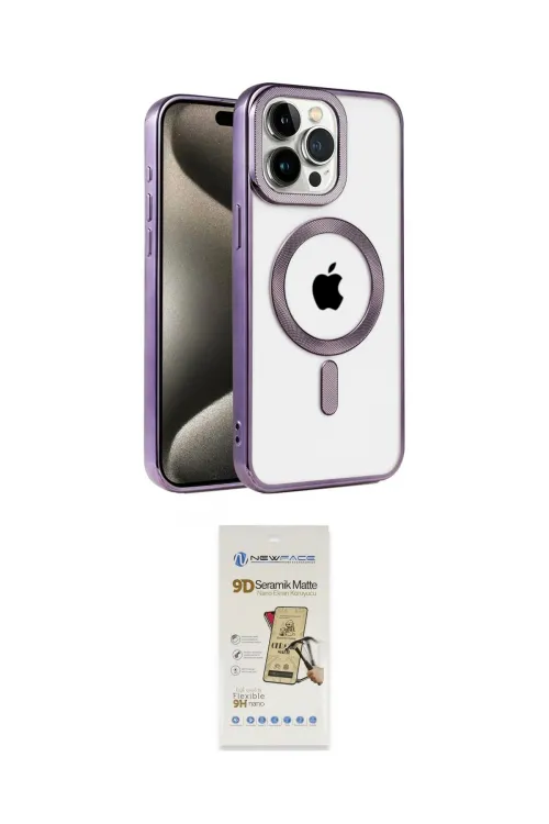 ieg™ iPhone 14 Pro Max Kılıf Eksen Form Koleksiyonu - Siyah Mat Seramik Nano Ekran Koruyucu