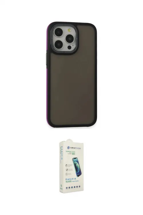 ieg™ iPhone 14 Pro Max Kılıf Eksen Işık - Şeffaf Pasifik Cam Ekran Koruyucu