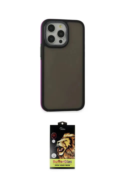 ieg™ iPhone 14 Pro Max Kılıf Eksen Işık - Siyah Buffer Cam Ekran Koruyucu