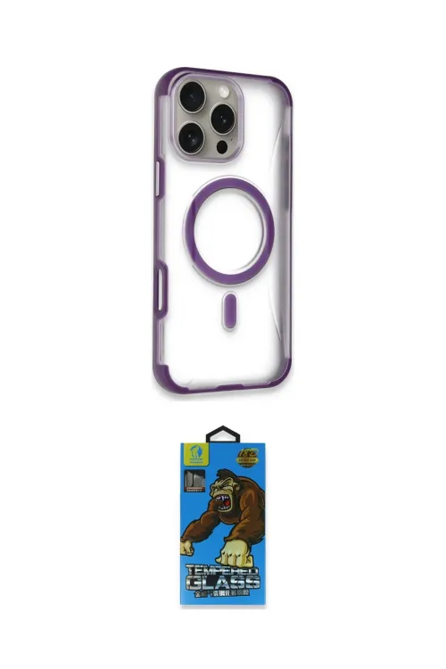 ieg™ iPhone 14 Pro Max Kılıf Eksen Klasik Koleksiyonu - Siyah 18D Cam Ekran Koruyucu