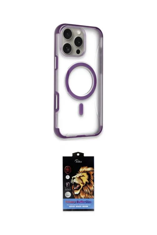 ieg™ iPhone 14 Pro Max Kılıf Eksen Klasik Koleksiyonu - Siyah Buffer Hayalet Cam Ekran Koruyucu