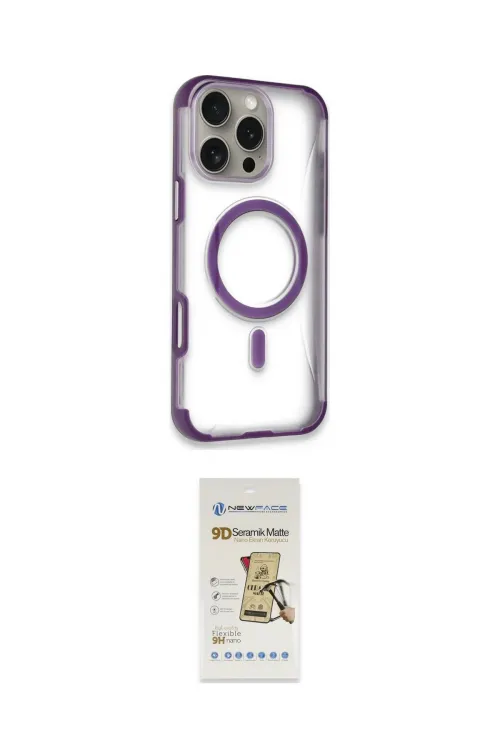 ieg™ iPhone 14 Pro Max Kılıf Eksen Klasik Koleksiyonu - Siyah Mat Seramik Nano Ekran Koruyucu