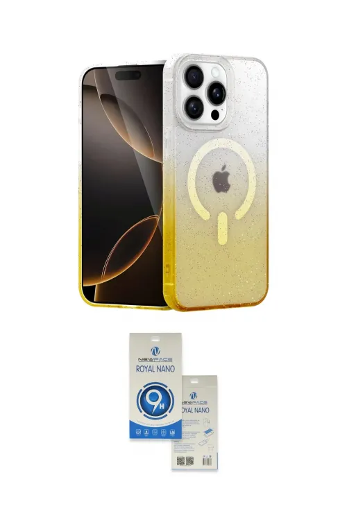 ieg™ iPhone 14 Pro Max Kılıf Eksen Minimal Özel Seri - Şeffaf Royal Nano Ekran Koruyucu