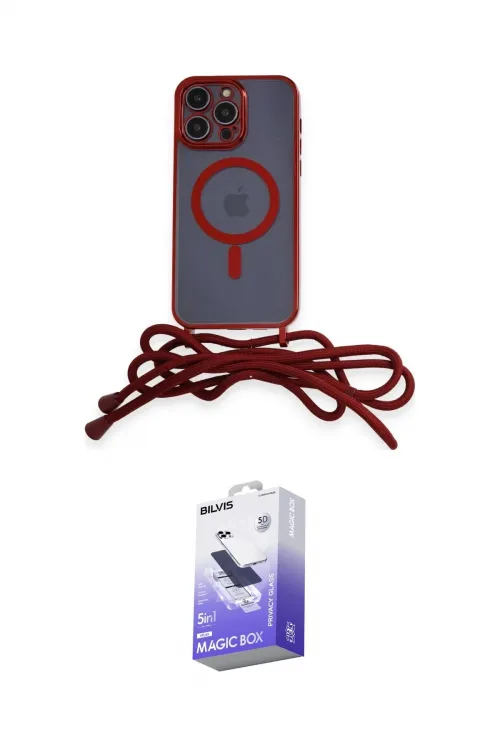 ieg™ iPhone 14 Pro Max Kılıf Eksen Özel Seri - Siyah Bilvis 5in1 5D Magic Hayalet Cam Ekran Koruyucu