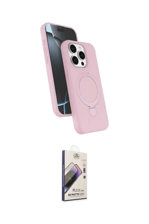 ieg™ iPhone 14 Pro Max Kılıf İz Işık Koleksiyonu - Siyah Bilvis 3D Mat Cam Ekran Koruyucu