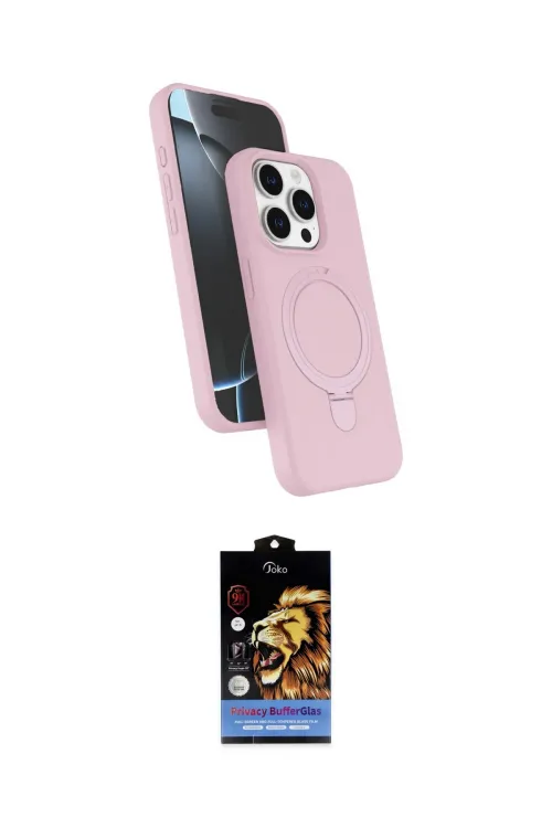 ieg™ iPhone 14 Pro Max Kılıf İz Işık Koleksiyonu - Siyah Buffer Hayalet Cam Ekran Koruyucu