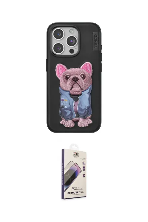ieg™ iPhone 14 Pro Max Kılıf İz Minimal Koleksiyonu - Siyah Bilvis 3D Mat Cam Ekran Koruyucu