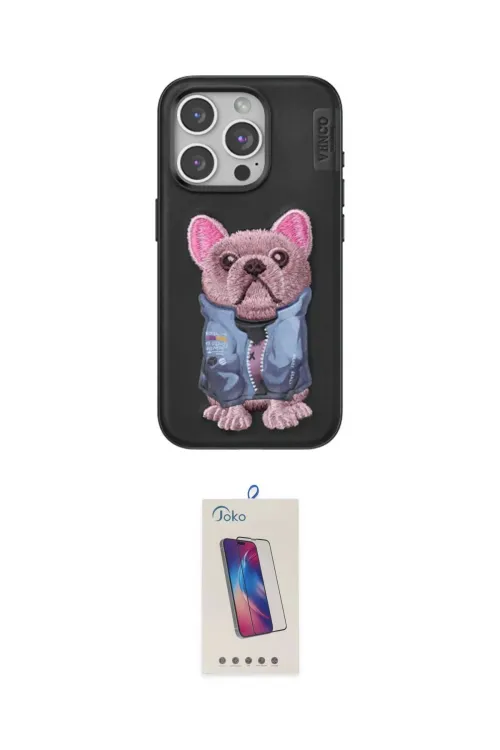 ieg™ iPhone 14 Pro Max Kılıf İz Minimal Koleksiyonu - Siyah Joko 5D Cam