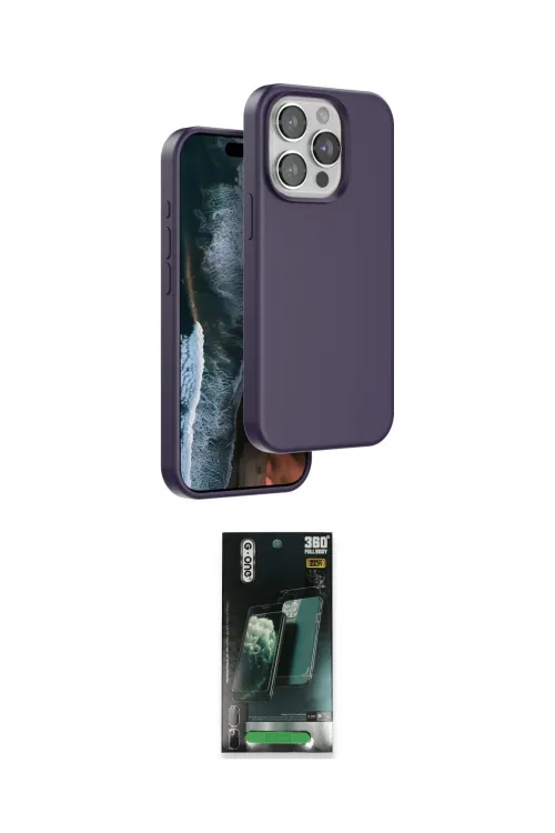 ieg™ iPhone 14 Pro Max Kılıf Kıvılcım Çizgi Serisi - Şeffaf 360 Full Body Arka Koruyucu