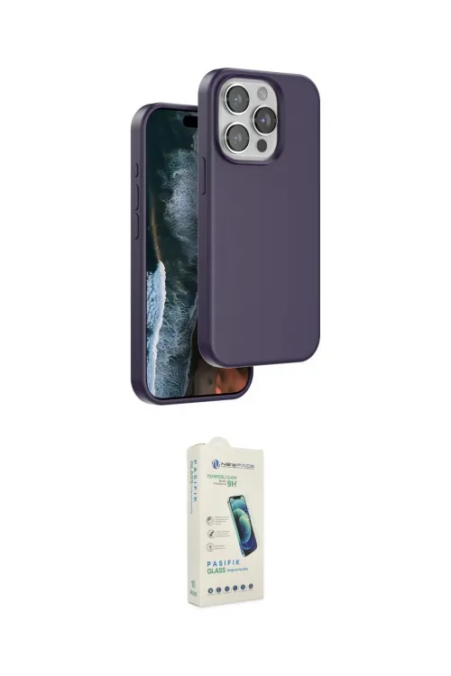 ieg™ iPhone 14 Pro Max Kılıf Kıvılcım Çizgi Serisi - Şeffaf Pasifik Cam Ekran Koruyucu