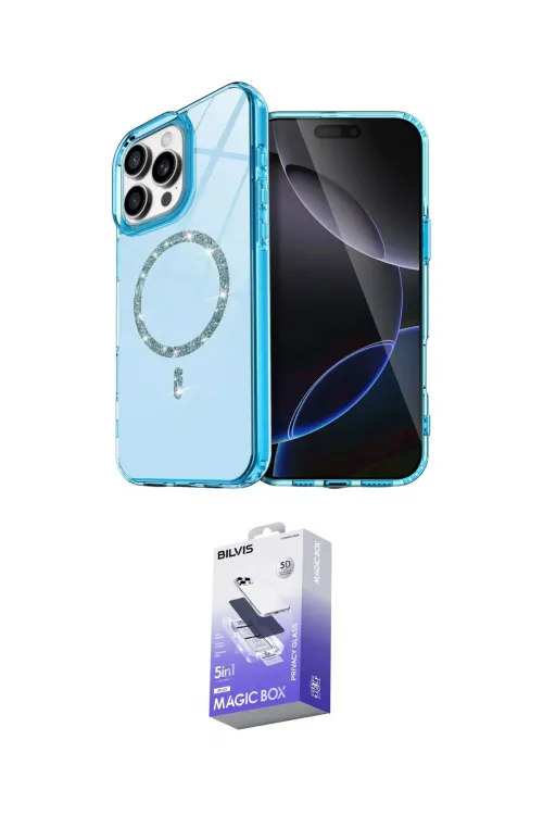 ieg™ iPhone 14 Pro Max Kılıf Kıvılcım Form Prime - Siyah Bilvis 5in1 5D Magic Hayalet Cam Ekran Koruyucu