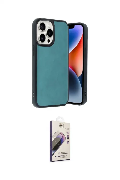 ieg™ iPhone 14 Pro Max Kılıf Kıvılcım Işık Serisi - Siyah Bilvis 3D Mat Cam Ekran Koruyucu