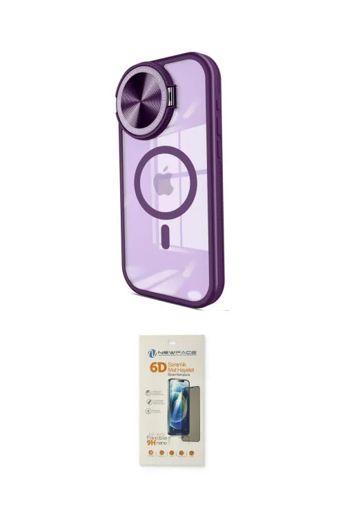 ieg™ iPhone 14 Pro Max Kılıf Kıvılcım Modern Koleksiyonu - Siyah 6D Mat Seramik Hayalet Nano Ekran Koruyucu