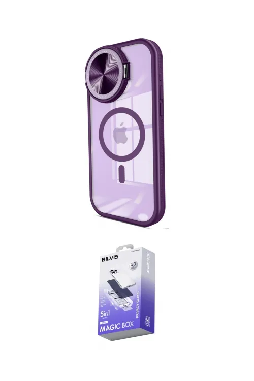 ieg™ iPhone 14 Pro Max Kılıf Kıvılcım Modern Koleksiyonu - Siyah Bilvis 5in1 5D Magic Hayalet Cam Ekran Koruyucu