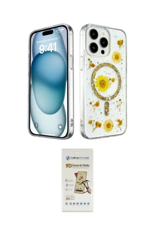 ieg™ iPhone 14 Pro Max Kılıf Kozmos Doku - Siyah Mat Seramik Nano Ekran Koruyucu