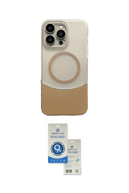 ieg™ iPhone 14 Pro Max Kılıf Kozmos Form Özel Seri - Şeffaf Royal Nano Ekran Koruyucu