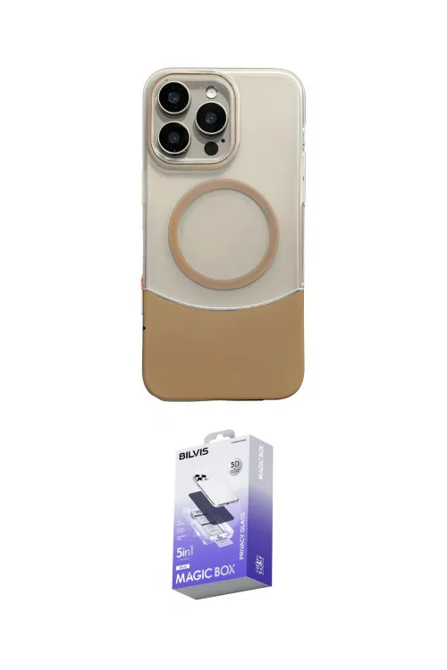 ieg™ iPhone 14 Pro Max Kılıf Kozmos Form Özel Seri - Siyah Bilvis 5in1 5D Magic Hayalet Cam Ekran Koruyucu