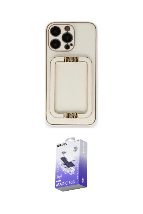 ieg™ iPhone 14 Pro Max Kılıf Kozmos Minimal Prime - Siyah Bilvis 5in1 5D Magic Hayalet Cam Ekran Koruyucu