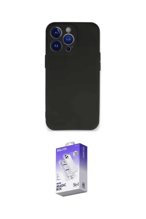 ieg™ iPhone 14 Pro Max Kılıf Kozmos Yansıma Özel Seri - Siyah Bilvis 5in1 3D Magic Cam Ekran Koruyucu
