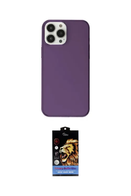 ieg™ iPhone 14 Pro Max Kılıf Kutup Doku Koleksiyonu - Siyah Buffer Hayalet Cam Ekran Koruyucu