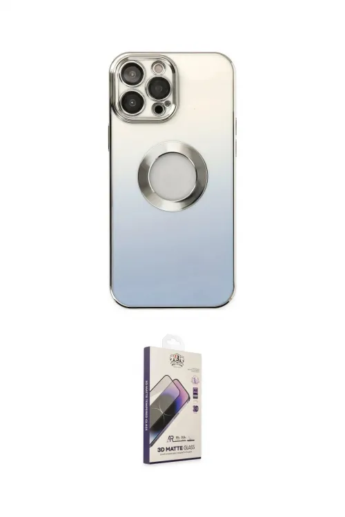 ieg™ iPhone 14 Pro Max Kılıf Kutup Yansıma Özel Seri - Siyah Bilvis 3D Mat Cam Ekran Koruyucu