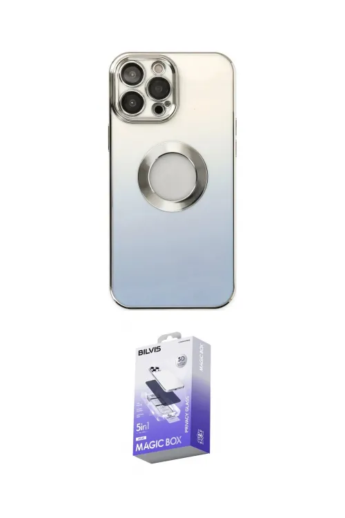 ieg™ iPhone 14 Pro Max Kılıf Kutup Yansıma Özel Seri - Siyah Bilvis 5in1 5D Magic Hayalet Cam Ekran Koruyucu