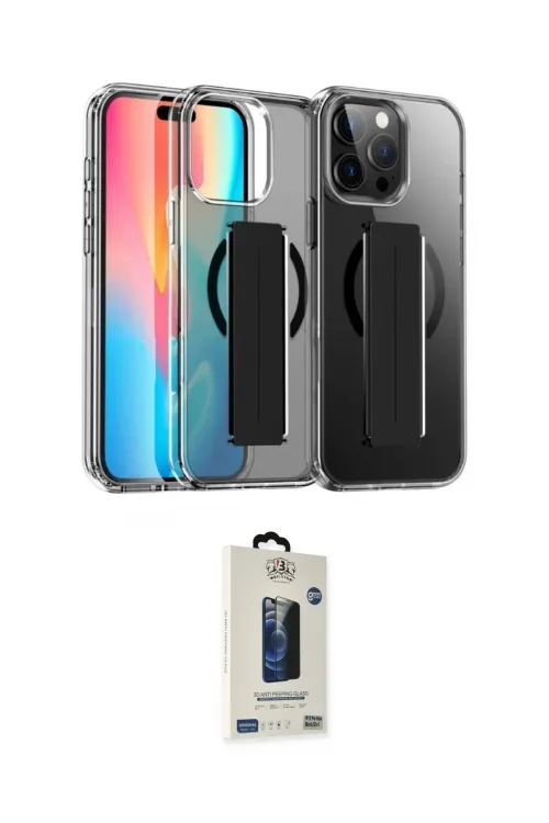 ieg™ iPhone 14 Pro Max Kılıf Nova Işık Koleksiyonu - Siyah Bilvis Hayalet Cam Ekran Koruyucu