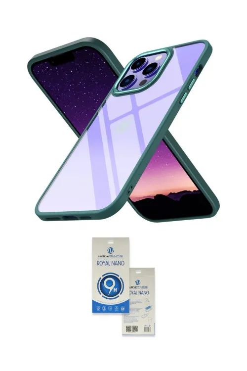 ieg™ iPhone 14 Pro Max Kılıf Nova Işık Serisi - Şeffaf Royal Nano Ekran Koruyucu
