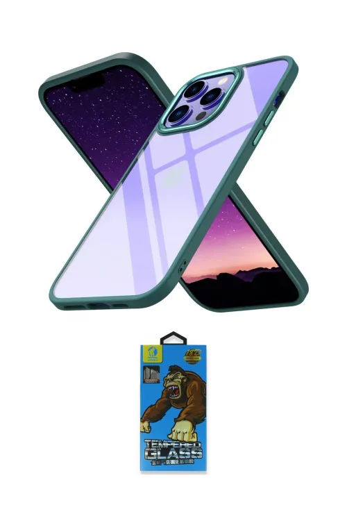 ieg™ iPhone 14 Pro Max Kılıf Nova Işık Serisi - Siyah 18D Cam Ekran Koruyucu