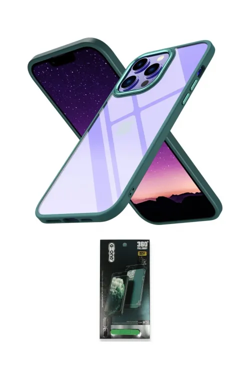 ieg™ iPhone 14 Pro Max Kılıf Nova Işık Serisi - Siyah 360 Mat Full Body Arka Koruyucu