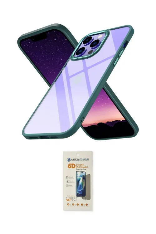 ieg™ iPhone 14 Pro Max Kılıf Nova Işık Serisi - Siyah 6D Mat Seramik Hayalet Nano Ekran Koruyucu