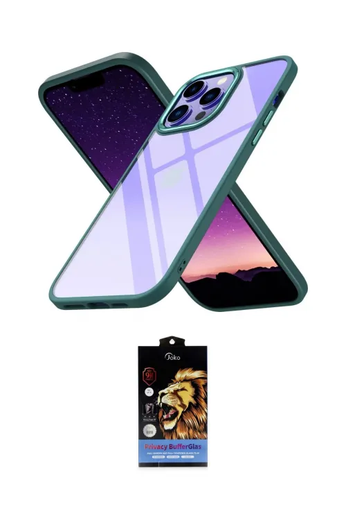 ieg™ iPhone 14 Pro Max Kılıf Nova Işık Serisi - Siyah Buffer Hayalet Cam Ekran Koruyucu