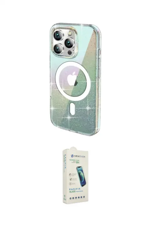 ieg™ iPhone 14 Pro Max Kılıf Odak Modern Serisi - Şeffaf Pasifik Cam Ekran Koruyucu