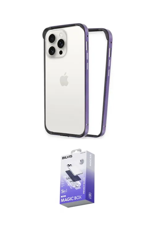 ieg™ iPhone 14 Pro Max Kılıf Pusula Asil Koleksiyonu - Siyah Bilvis 5in1 5D Magic Hayalet Cam Ekran Koruyucu