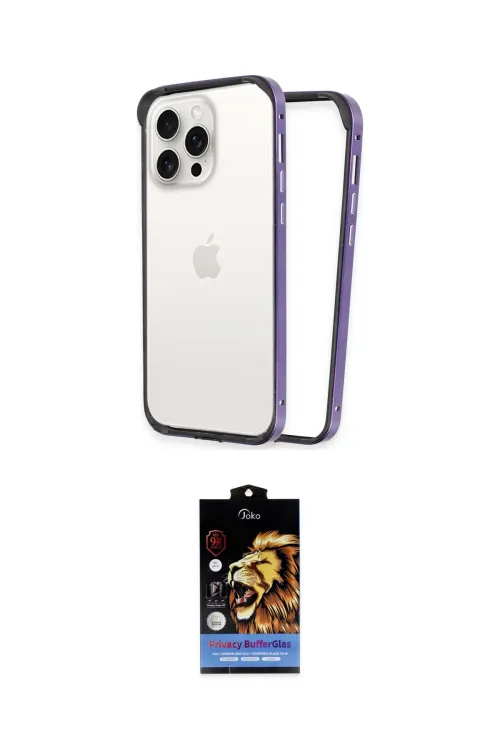 ieg™ iPhone 14 Pro Max Kılıf Pusula Asil Koleksiyonu - Siyah Buffer Hayalet Cam Ekran Koruyucu
