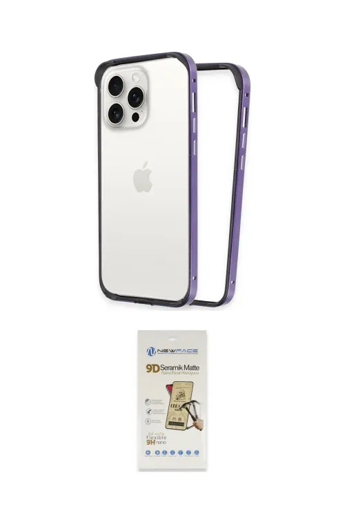 ieg™ iPhone 14 Pro Max Kılıf Pusula Asil Koleksiyonu - Siyah Mat Seramik Nano Ekran Koruyucu