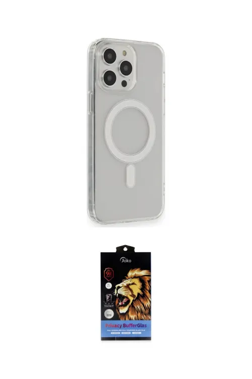ieg™ iPhone 14 Pro Max Kılıf Pusula Çizgi Koleksiyonu - Siyah Buffer Hayalet Cam Ekran Koruyucu