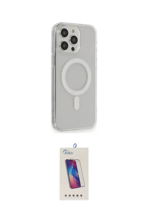 ieg™ iPhone 14 Pro Max Kılıf Pusula Çizgi Koleksiyonu - Siyah Joko 5D Cam