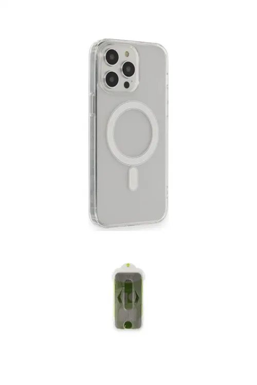 ieg™ iPhone 14 Pro Max Kılıf Pusula Çizgi Koleksiyonu - Siyah Joko Magic 5D Hayalet Cam