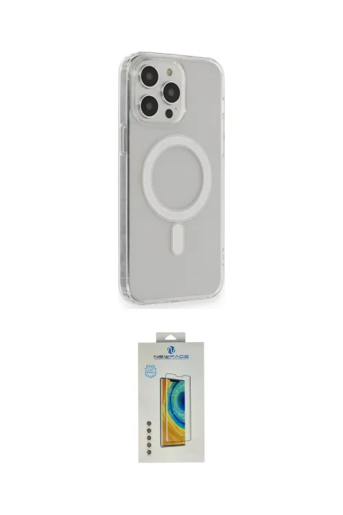 ieg™ iPhone 14 Pro Max Kılıf Pusula Çizgi Koleksiyonu - Siyah Polymer Nano Ekran Koruyucu