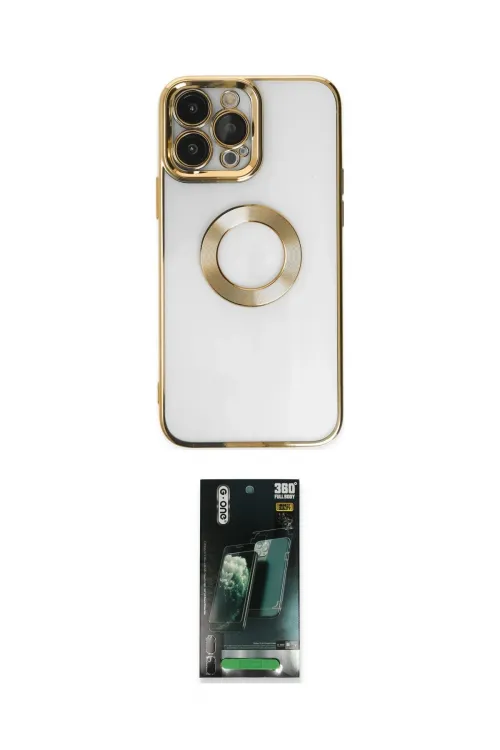 ieg™ iPhone 14 Pro Max Kılıf Pusula Form - Şeffaf 360 Full Body Arka Koruyucu