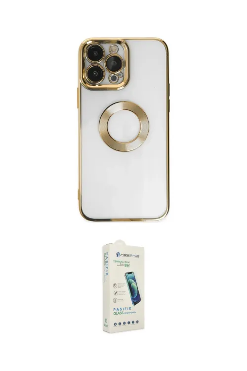 ieg™ iPhone 14 Pro Max Kılıf Pusula Form - Şeffaf Pasifik Cam Ekran Koruyucu